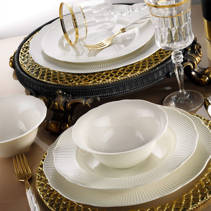 Hermia Juego de Cena de Porcelana de 24 Piezas Blanco Hermia Juego de Cena de Porcelana de 24 Piezas Blanco